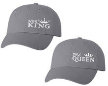 將圖片載入圖庫檢視器 Her King and His Queen matching caps for couples, Grey baseball caps.
