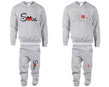 將圖片載入圖庫檢視器 Soul Mate top and bottom sets. Grey sweatshirt and sweatpants set for men, sweater and jogger pants for women.
