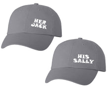 將圖片載入圖庫檢視器 Her Jack and His Sally matching caps for couples, Grey baseball caps.
