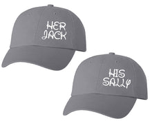 Load image into Gallery viewer, Her Jack and His Sally matching caps for couples, Grey baseball caps.
