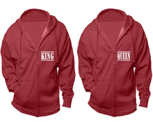 이미지를 갤러리 뷰어에 로드 , King and Queen zipper hoodies, Matching couple hoodies, Heather Burgundy zip up hoodie for man, Heather Burgundy zip up hoodie womens
