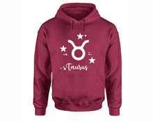 Load image into Gallery viewer, Taurus Zodiac Sign hoodies. Maroon Hoodie, hoodies for men, unisex hoodies
