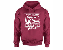 將圖片載入圖庫檢視器 Inhale The Future Exhale The Past inspirational quote hoodie. Maroon Hoodie, hoodies for men, unisex hoodies
