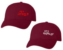 將圖片載入圖庫檢視器 Her Joker and His Harley matching caps for couples, Maroon baseball caps.
