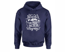 Cargar imagen en el visor de la galería, Mistakes Are Proof That You Are Trying inspirational quote hoodie. Navy Blue Hoodie, hoodies for men, unisex hoodies
