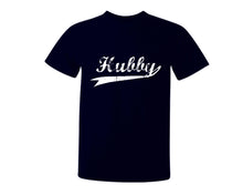 Load image into Gallery viewer, Navy Blue color Hubby design T Shirt for Man.
