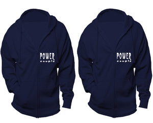 Power Couple zipper hoodies, Matching couple hoodies, Navy Blue zip up hoodie for man, Navy Blue zip up hoodie womens