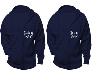She's My Number 1 and He's My Number 1 zipper hoodies, Matching couple hoodies, Navy Blue zip up hoodie for man, Navy Blue zip up hoodie womens