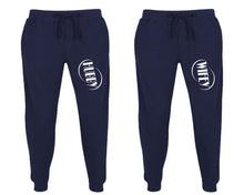 Load image into Gallery viewer, Hubby and Wifey matching jogger pants, Navy Blue sweatpants for mens, jogger set womens. Matching couple joggers.
