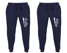 將圖片載入圖庫檢視器 Hubby and Wifey matching jogger pants, Navy Blue sweatpants for mens, jogger set womens. Matching couple joggers.
