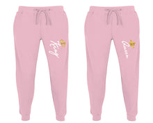 Load image into Gallery viewer, King and Queen matching jogger pants, Pink sweatpants for mens, jogger set womens. Matching couple joggers.
