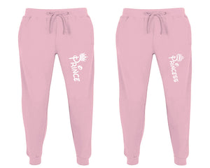 Prince and Princess matching jogger pants, Pink sweatpants for mens, jogger set womens. Matching couple joggers.