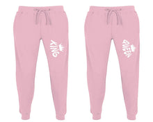 Charger l&#39;image dans la galerie, King and Queen matching jogger pants, Pink sweatpants for mens, jogger set womens. Matching couple joggers.
