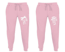 Charger l&#39;image dans la galerie, Her King and His Queen matching jogger pants, Pink sweatpants for mens, jogger set womens. Matching couple joggers.
