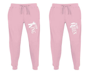 Her King and His Queen matching jogger pants, Pink sweatpants for mens, jogger set womens. Matching couple joggers.