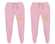 Charger l&#39;image dans la galerie, King and Queen matching jogger pants, Pink sweatpants for mens, jogger set womens. Matching couple joggers.
