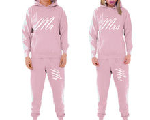 이미지를 갤러리 뷰어에 로드 , Mr and Mrs matching top and bottom set, Pink pullover hoodie and sweatpants sets for mens, pullover hoodie and jogger set womens. Matching couple joggers.
