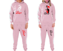 將圖片載入圖庫檢視器 Her Joker and His Harley matching top and bottom set, Pink pullover hoodie and sweatpants sets for mens, pullover hoodie and jogger set womens. Matching couple joggers.
