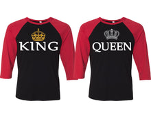 Görseli Galeri görüntüleyiciye yükleyin, King and Queen matching couple baseball shirts.Couple shirts, Red Black 3/4 sleeve baseball t shirts. Couple matching shirts.
