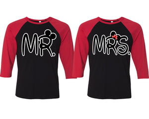 Mr and Mrs matching couple baseball shirts.Couple shirts, Red Black 3/4 sleeve baseball t shirts. Couple matching shirts.