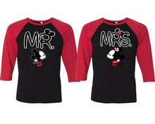 將圖片載入圖庫檢視器 Mr and Mrs matching couple baseball shirts.Couple shirts, Red Black 3/4 sleeve baseball t shirts. Couple matching shirts.
