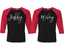 Görseli Galeri görüntüleyiciye yükleyin, Hubby and Wifey matching couple baseball shirts.Couple shirts, Red Black 3/4 sleeve baseball t shirts. Couple matching shirts.
