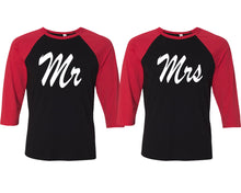 이미지를 갤러리 뷰어에 로드 , Mr and Mrs matching couple baseball shirts.Couple shirts, Red Black 3/4 sleeve baseball t shirts. Couple matching shirts.
