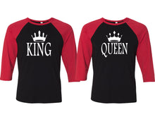 Görseli Galeri görüntüleyiciye yükleyin, King and Queen matching couple baseball shirts.Couple shirts, Red Black 3/4 sleeve baseball t shirts. Couple matching shirts.
