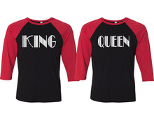 將圖片載入圖庫檢視器 King and Queen matching couple baseball shirts.Couple shirts, Red Black 3/4 sleeve baseball t shirts. Couple matching shirts.
