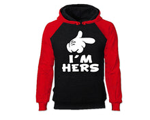 Load image into Gallery viewer, Red Black color I&#39;m Hers design Hoodie for Man.
