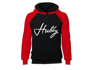 Red Black color Hubby design Hoodie for Man.