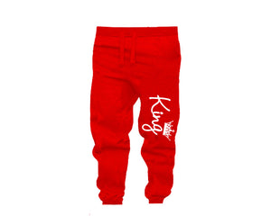 Red color King design Jogger Pants for Man.