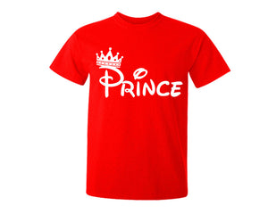 Red color Prince design T Shirt for Man.