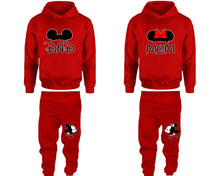 Load image into Gallery viewer, Dad and Mom matching top and bottom set, Red hoodie and sweatpants sets for mens hoodie and jogger set womens. Matching couple joggers.
