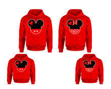 Cargar imagen en el visor de la galería, Mickey Minnie. Matching family outfits. Red adults, kids pullover hoodie.
