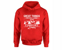 將圖片載入圖庫檢視器 Great Things Never Came from Comfort Zones inspirational quote hoodie. Red Hoodie, hoodies for men, unisex hoodies
