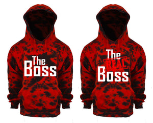 The Boss and The Real Boss Tie Die couple hoodies, Matching couple hoodies, Red Cloud tie dye hoodies.