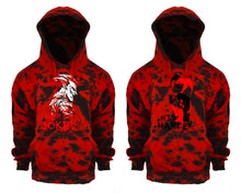 Cargar imagen en el visor de la galería, Her Joker and His Harley Tie Die couple hoodies, Matching couple hoodies, Red Cloud tie dye hoodies.
