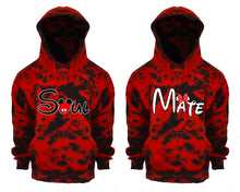 Load image into Gallery viewer, Soul and Mate Tie Die couple hoodies, Matching couple hoodies, Red Cloud tie dye hoodies.
