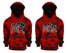 將圖片載入圖庫檢視器 Mr and Mrs Tie Die couple hoodies, Matching couple hoodies, Red Cloud tie dye hoodies.
