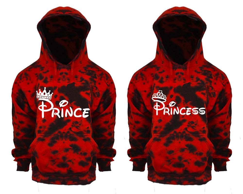 Prince and Princess Tie Die couple hoodies, Matching couple hoodies, Red Cloud tie dye hoodies.