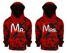 Charger l&#39;image dans la galerie, Mr and Mrs Tie Die couple hoodies, Matching couple hoodies, Red Cloud tie dye hoodies.
