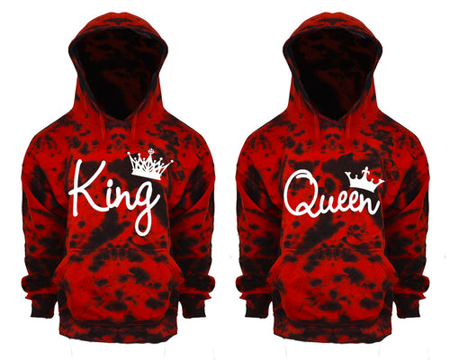 King and Queen Tie Die couple hoodies, Matching couple hoodies, Red Cloud tie dye hoodies.