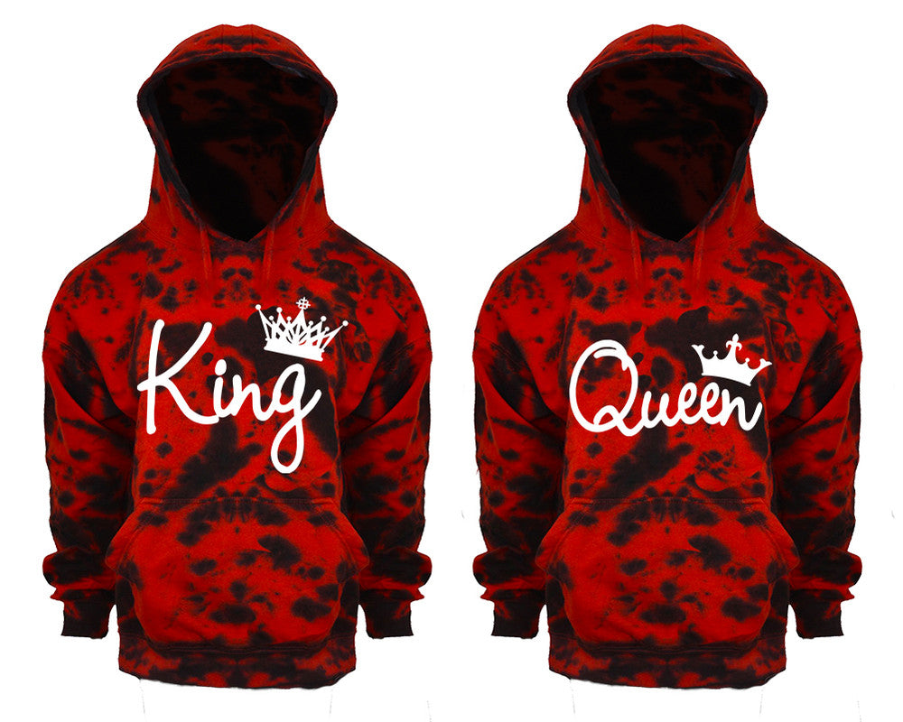 King and Queen Tie Die couple hoodies, Matching couple hoodies, Red Cloud tie dye hoodies.