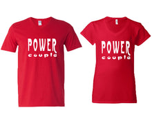 將圖片載入圖庫檢視器 Power Couple matching couple v-neck shirts.Couple shirts, Red v neck t shirts for men, v neck t shirts women. Couple matching shirts.
