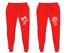 Charger l&#39;image dans la galerie, Her King and His Queen matching jogger pants, Red sweatpants for mens, jogger set womens. Matching couple joggers.
