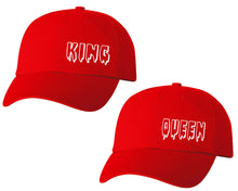 Load image into Gallery viewer, King and Queen matching caps for couples, Red baseball caps.
