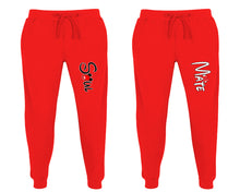 將圖片載入圖庫檢視器 Soul and Mate matching jogger pants, Red sweatpants for mens, jogger set womens. Matching couple joggers.
