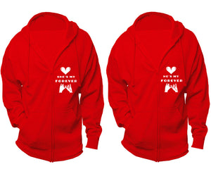 She's My Forever and He's My Forever zipper hoodies, Matching couple hoodies, Red zip up hoodie for man, Red zip up hoodie womens