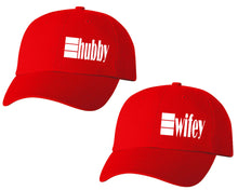 將圖片載入圖庫檢視器 Hubby and Wifey matching caps for couples, Red baseball caps.
